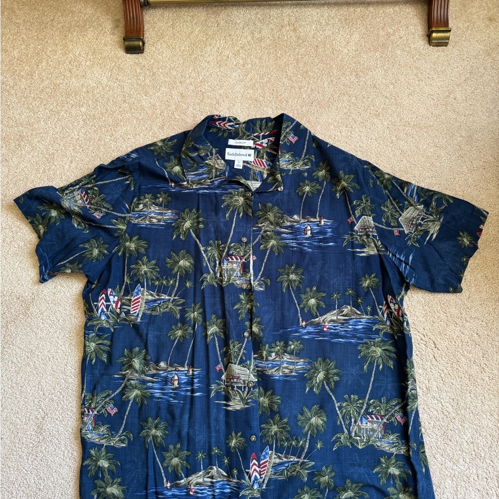 Saddlebred Men's Navy Tropical Print Shirt